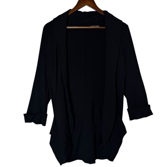Eileen Fisher Stretch Viscose Open Front Shawl Cardigan in Black size Small - Picture 1 of 4